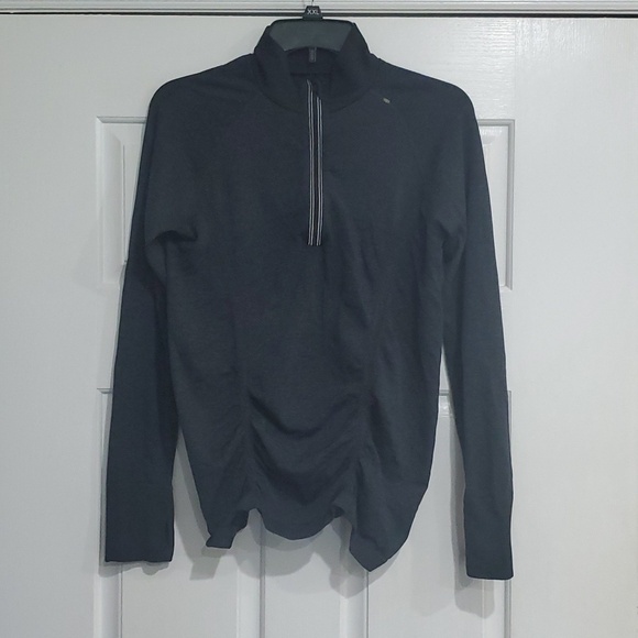 Athleta Tops - Athleta black ruched mock neck quarter zip long sleeve size Medium